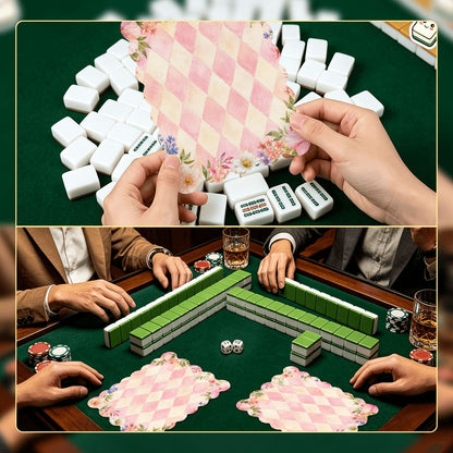 Pink Harlequin Romance Scalloped Mahjong Shuffler Cards Set of 4 - Splash Of Mahj And Color Co.