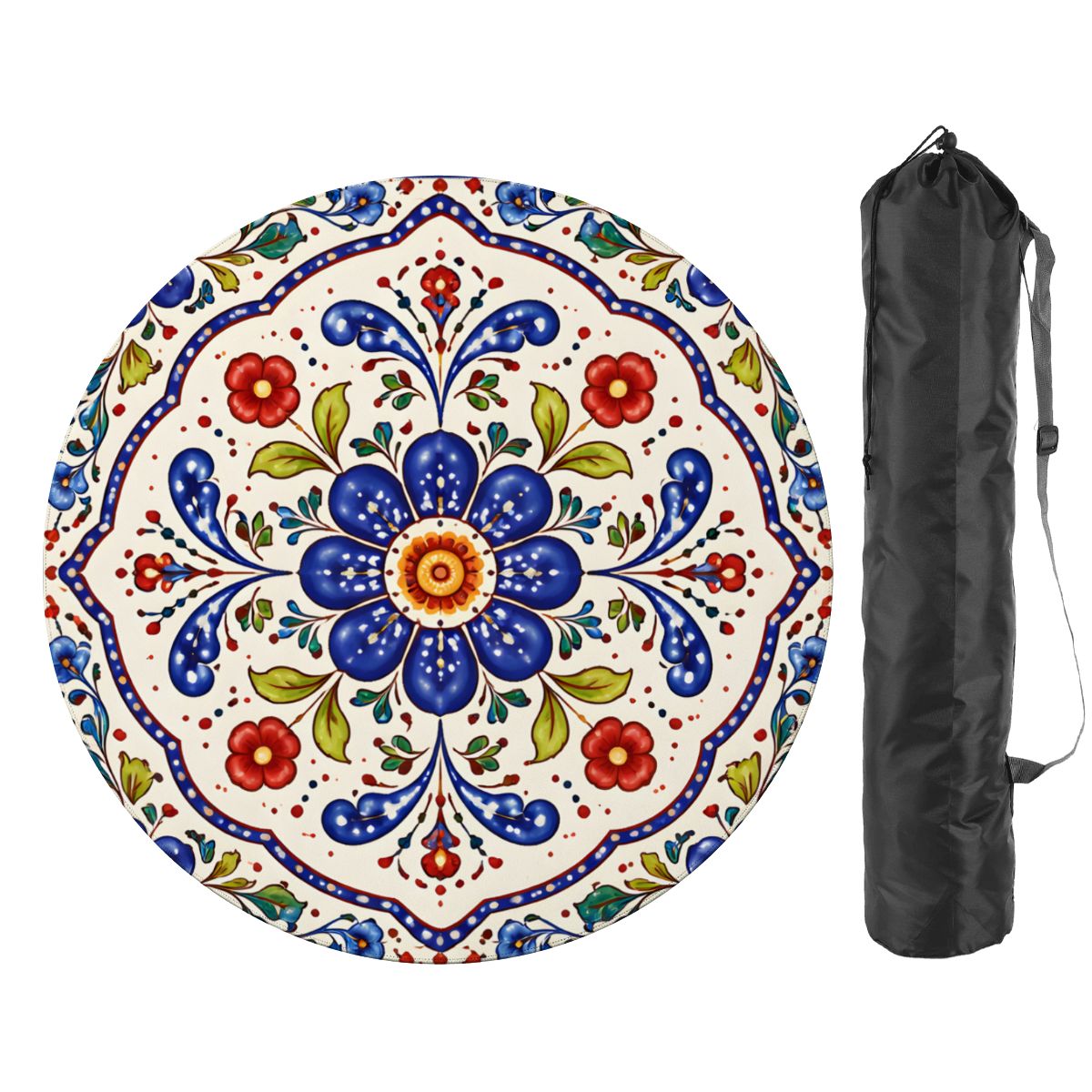 Polish Pottern Blue Porcelain Round Mahjong Mat