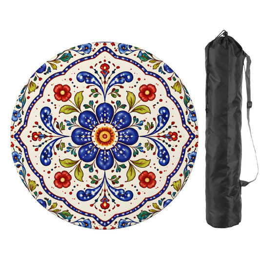 Polish Pottern Blue Porcelain Round Mahjong Mat