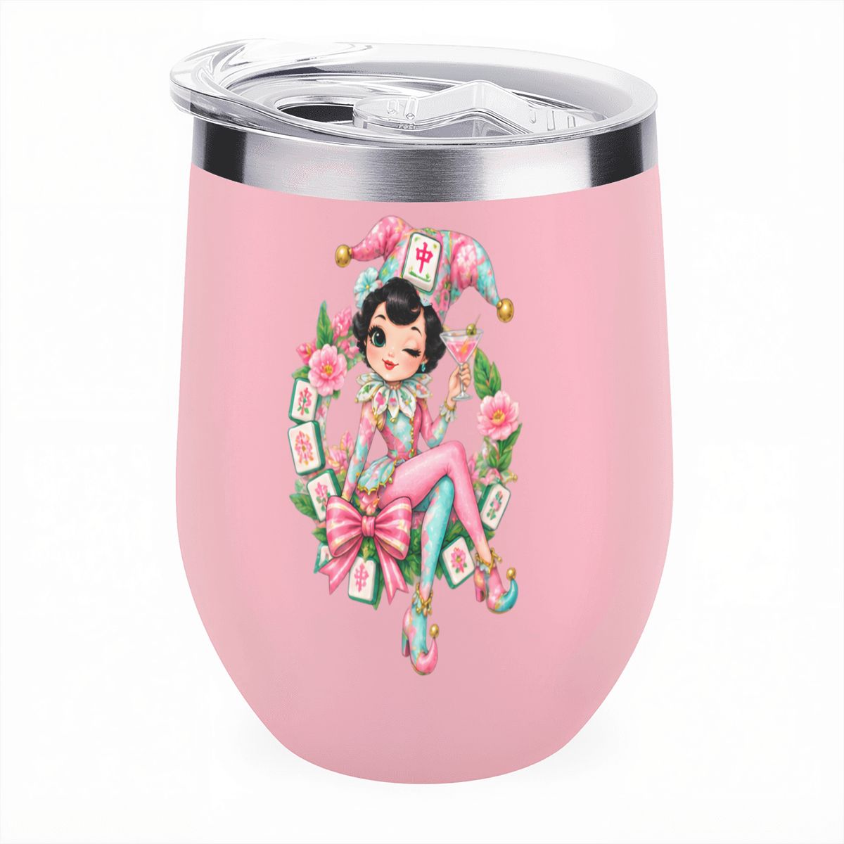 Mahjie The Mascot Egg Shaped Wine Tumbler - Splash Of Mahj And Color Co.