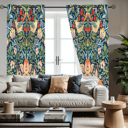 William Morris Inspired Strawberry Thief Black Out Curtains