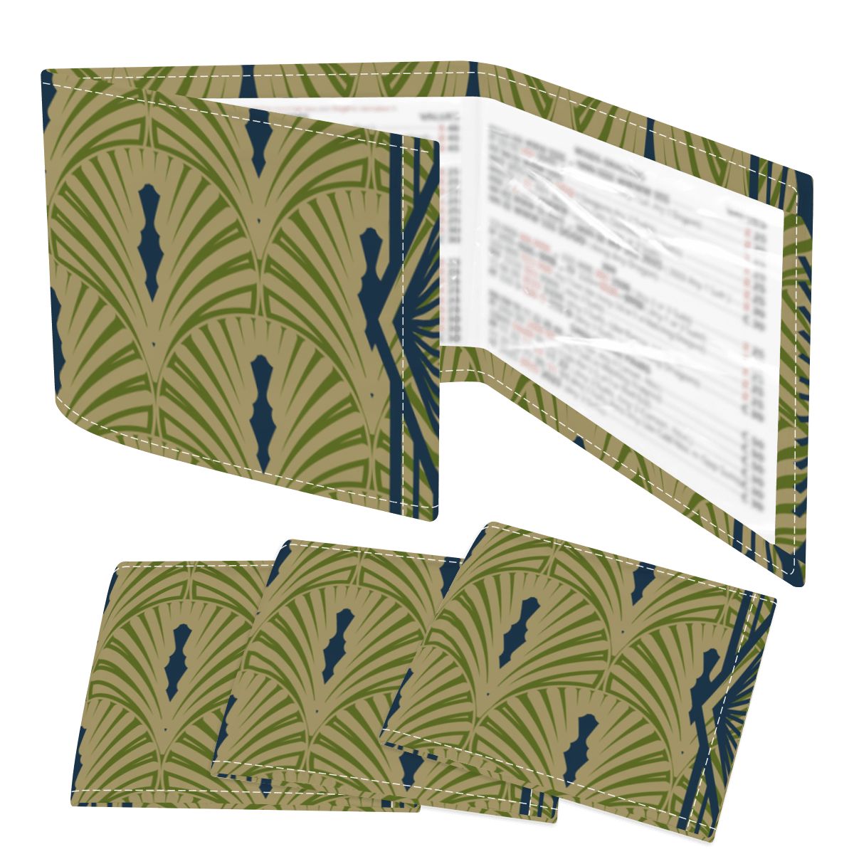 Art Deco Designed, Green, Roayl Blue 4 Mahjong Card Holder with Line Finder - Splash of Color Co.