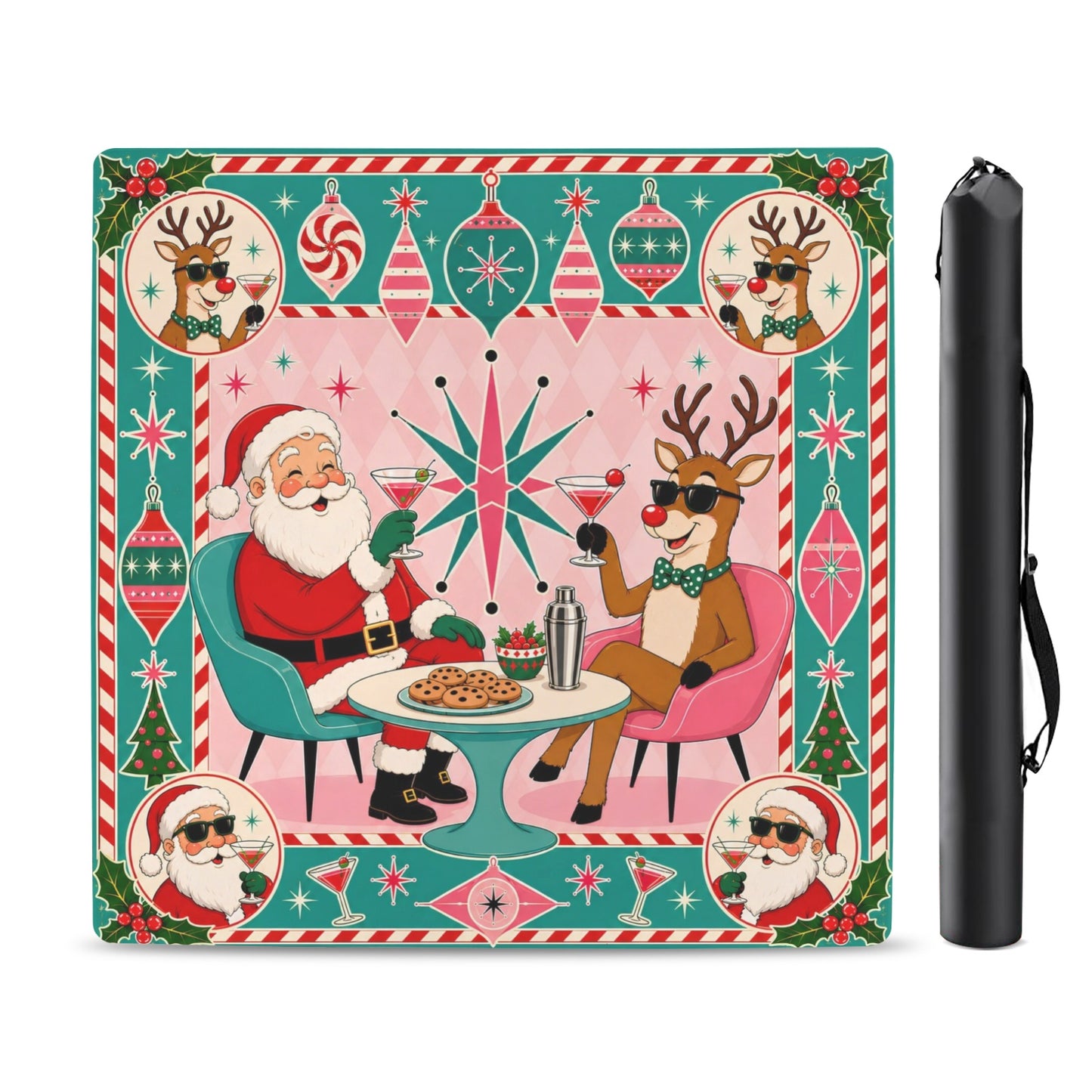Santa's Working Hard Shop Mahjong Christmas Mat