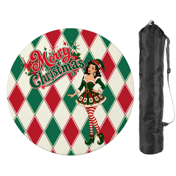 Merry Madge Christmas Harlequin Designed Round Mahjong Mat - Splash Of Mahj And Color Co.