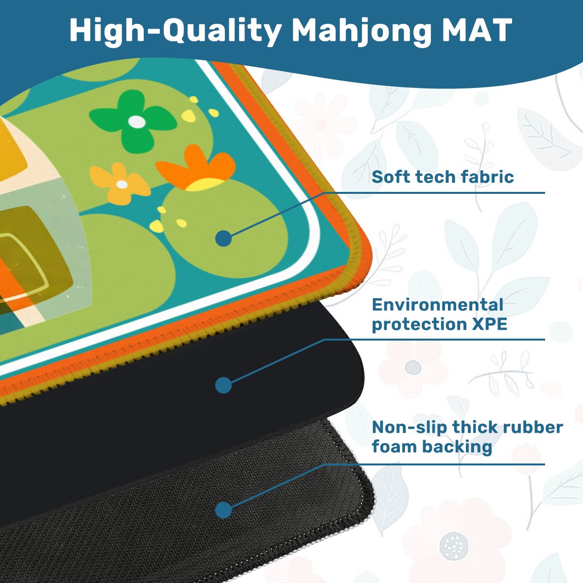 The Modern Four Seasons Mahjong Mat, Orange Teal Green Mahj Mat - Splash of Color Co.