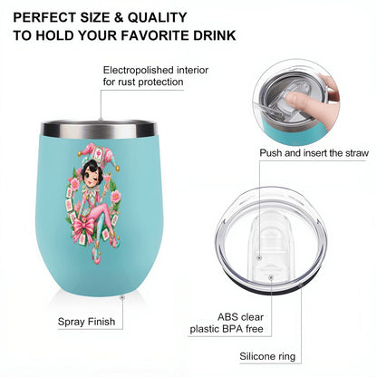 Mahjie The Mascot Egg Shaped Wine Tumbler - Splash Of Mahj And Color Co.