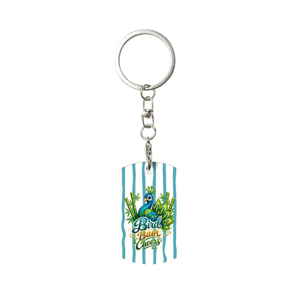 Mahjong Bird Bam Cheers Rectangular Metal Keychain - Splash of Color Co.