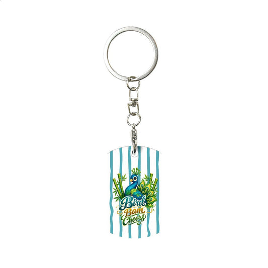 Mahjong Bird Bam Cheers Rectangular Metal Keychain - Splash of Color Co.