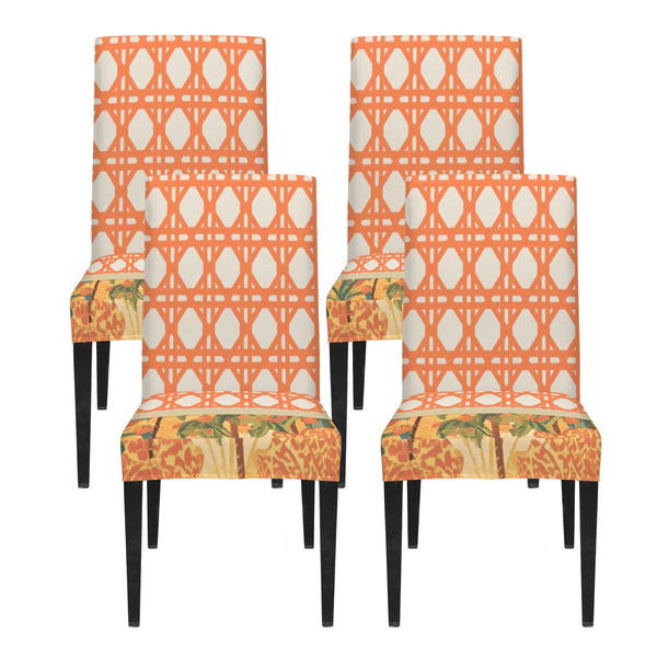 Tropical Palm Orange Cane Custom Chair Covers - Splash of Color Co.