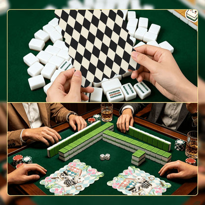 Go Ask Alice Harlequin Designed Scalloped Mahjong Shuffler Cards  Set of 4