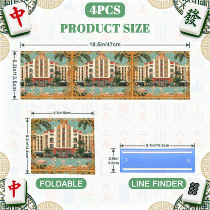 Old World Florida, Art Deco Flamingo Row 4 Mahjong Card Holder with Line Finder - Splash of Color Co.