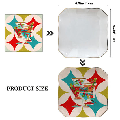 Holiday Modernist Cocktail Hour Scalloped Ceramic Mahjong Dice Tray