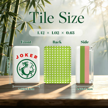 Lime Green Vintage Cane Back 4 Layer American Mahjong Tiles Set And Carry Case - Splash Of Mahj And Color Co.