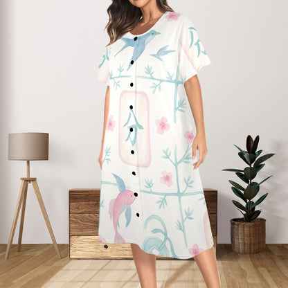 Mahjong Muumuu Dress, Pastel Pink Blue Fun Wear Mahj Lover Gift