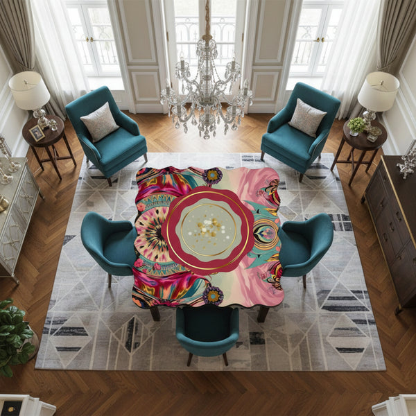 Bohemian Bejeweled Scalloped Mahjong Mat