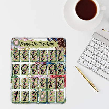 Mahj On The Run Floral Asian Chinoiserie Solo Practice Pads Roll And Go Stitched Edge (Vertical) - Splash of Color Co.