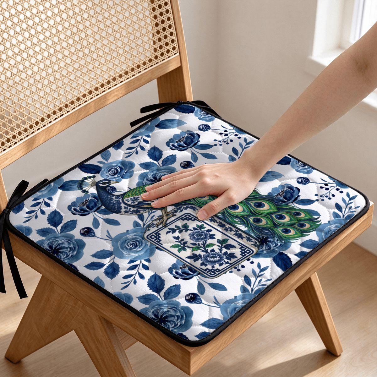 Proud As A Peacock Mahjong Lover Quilted Chair Cushion