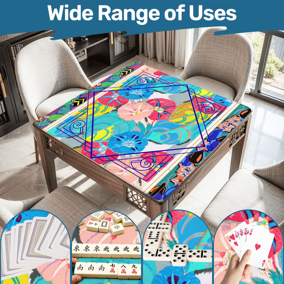 Capri Sunshine Floral Art Deco Mahjong Mat - Splash of Color Co.