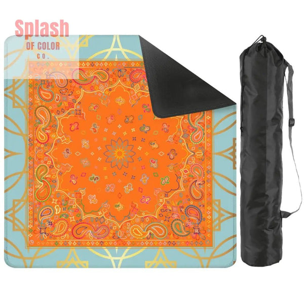 Celestial Glow Up Orange, Blue Mahjong Mat - Splash of Color co.