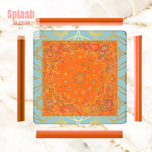 Celestial Glow Up Orange Blue Mahjong Mat - Daily Accessories