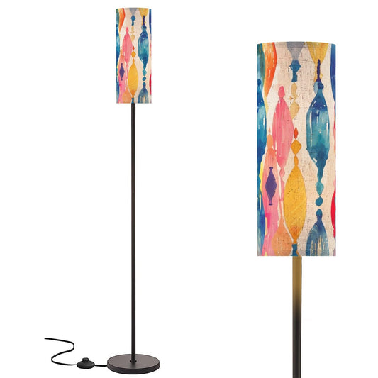 Ikat Watercolor, Blue, Pink, Yellow Pastel Modern Reading Nook Floor Lamp