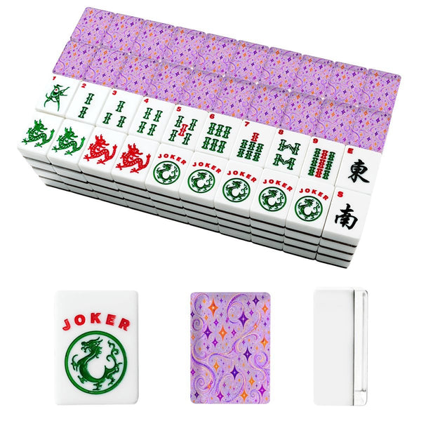 Starburst Whimsical Wizard, Purple, Orange American Mahjong Tiles And Carry Case - Splash Of Mahj And Color Co.
