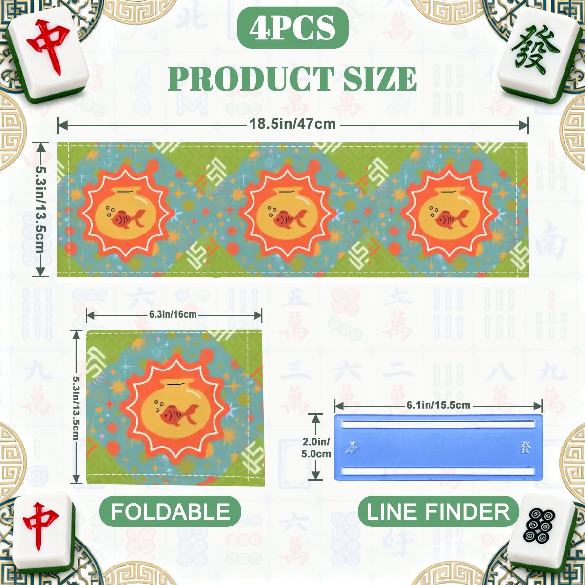 Modern Cosmic Fish 4 Mahjong Card Holder with Line Finder - Splash of Color Co.