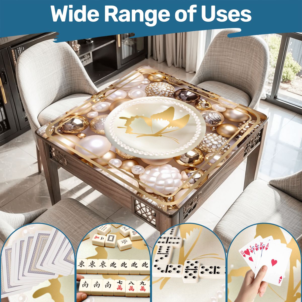 Pearls Of Wisdom Golden Bling Mahjong Mat