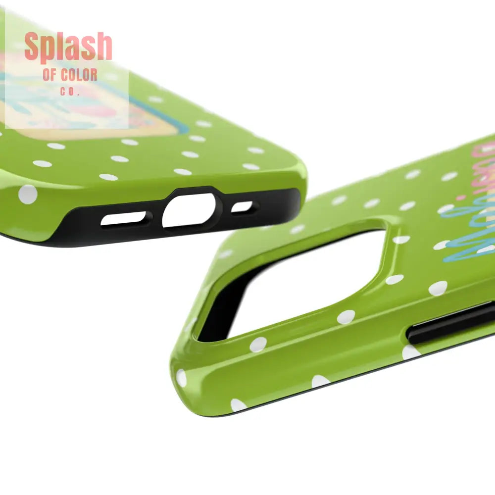 Charming Mahjong Phone Case Zesty Lime Green Polka Dot Unique Gift for Gamers - Phone Case