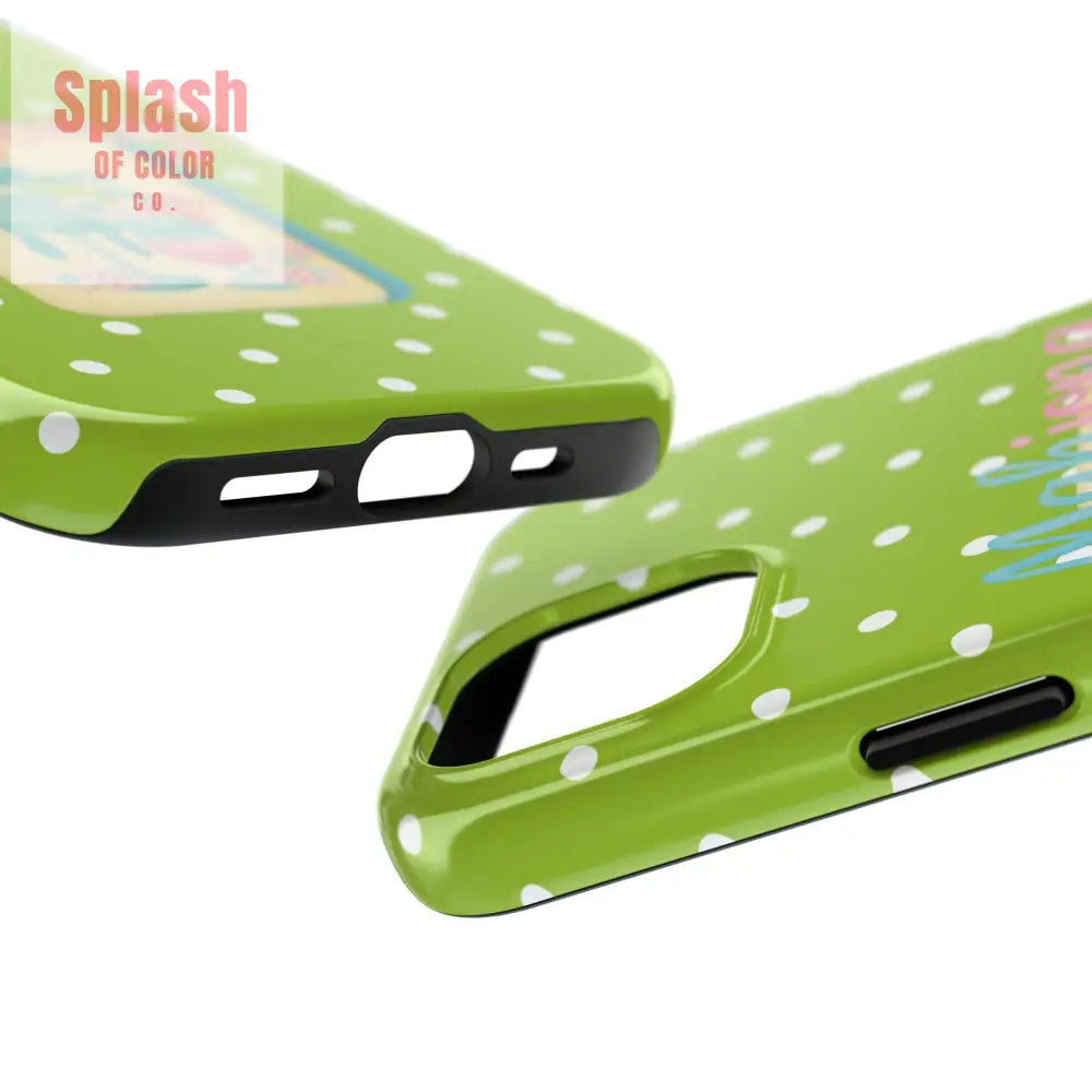 Charming Mahjong Phone Case Zesty Lime Green Polka Dot Unique Gift for Gamers - Phone Case