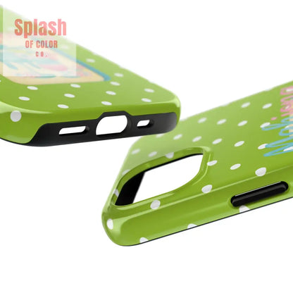 Charming Mahjong Phone Case Zesty Lime Green Polka Dot Unique Gift for Gamers - Phone Case
