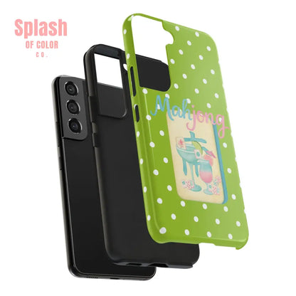 Charming Mahjong Phone Case Zesty Lime Green Polka Dot Unique Gift for Gamers - Phone Case
