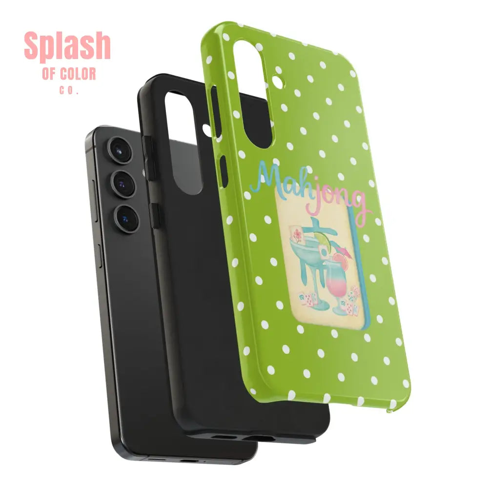 Charming Mahjong Phone Case Zesty Lime Green Polka Dot Unique Gift for Gamers - Phone Case