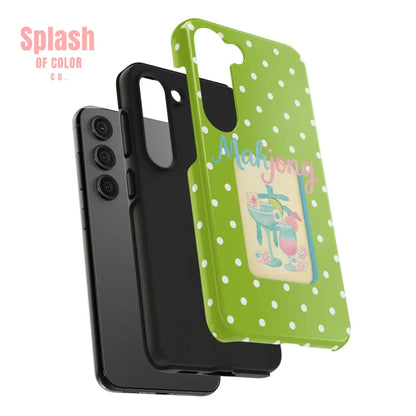 Charming Mahjong Phone Case Zesty Lime Green Polka Dot Unique Gift for Gamers - Phone Case