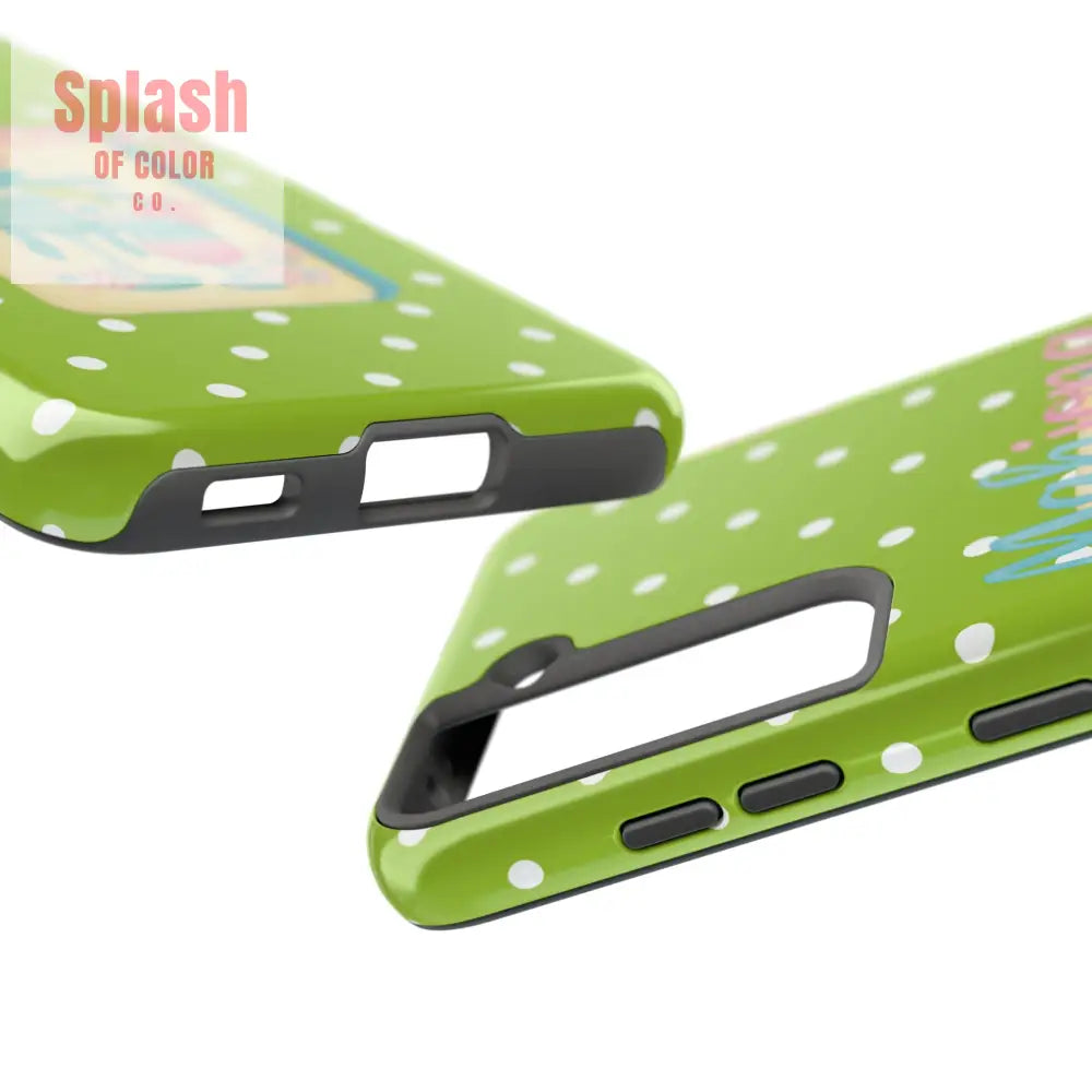 Charming Mahjong Phone Case Zesty Lime Green Polka Dot Unique Gift for Gamers - Phone Case