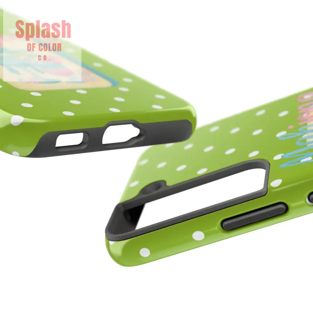 Charming Mahjong Phone Case Zesty Lime Green Polka Dot Unique Gift for Gamers - Phone Case