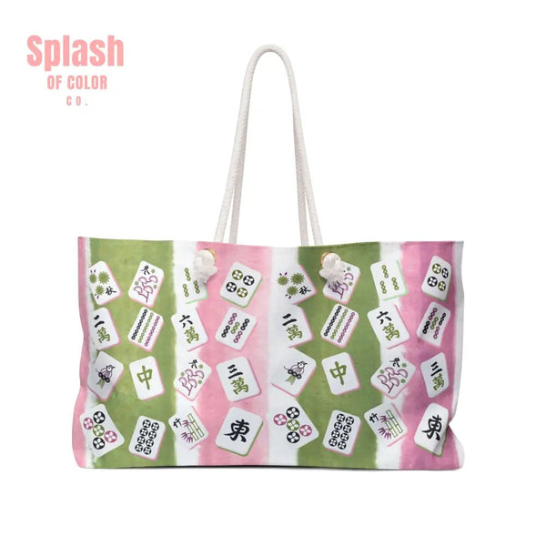 Charming Mahjong Tote Bag Weekender Bag Stylish Travel Tote Unique Gift for Gamers Perfect for Weekend Getaways Trendy