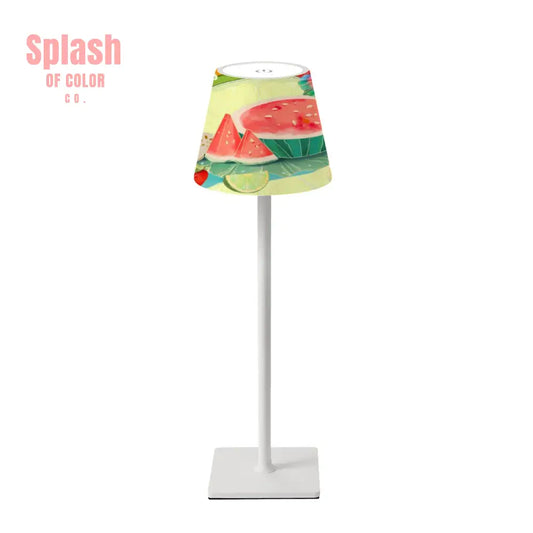 Cheerful Fruit Medley Watercolor Design Mahjong LED Cordless Table Lamp - 4.3’’x4.3’’x14.8’’ - Desk Lamps