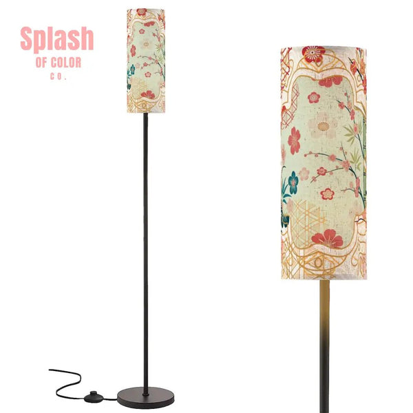 Cherry Blossom Bamboo Trees Asian Zen Garden Corner Reading Nook Floor Lamp - One Size - Floor Lamps