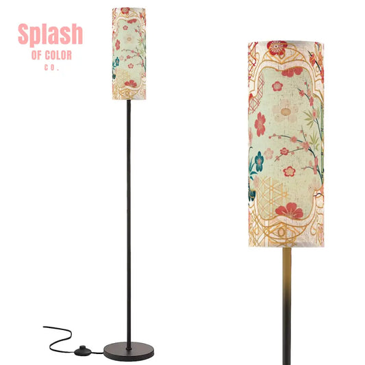 Cherry Blossom Bamboo Trees Asian Zen Garden Corner Reading Nook Floor Lamp - One Size - Floor Lamps