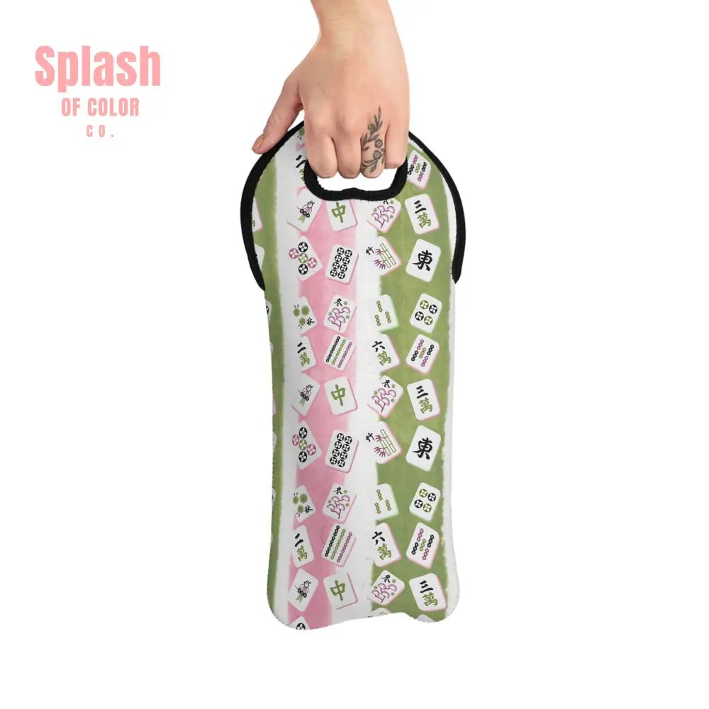 Chic Mahjong Lover Wine Tote Bag Trendy Wine Carrier, Stylish Mahj Gift Accessory - Splash of Color co.