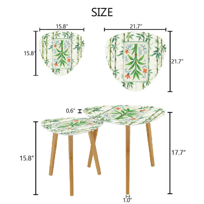 Chinoiserie Asian Bamboo Tiled Zen Modern Side Tables Triangle Coffee Table Set of 2 - One Size - Home Accessories