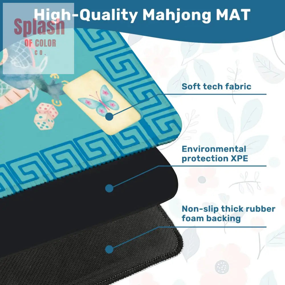 Chinoiserie Chinese Watercolor Dragon Mahjong Tiles Greek Key Border Mahj Game Mat - Daily Accessories