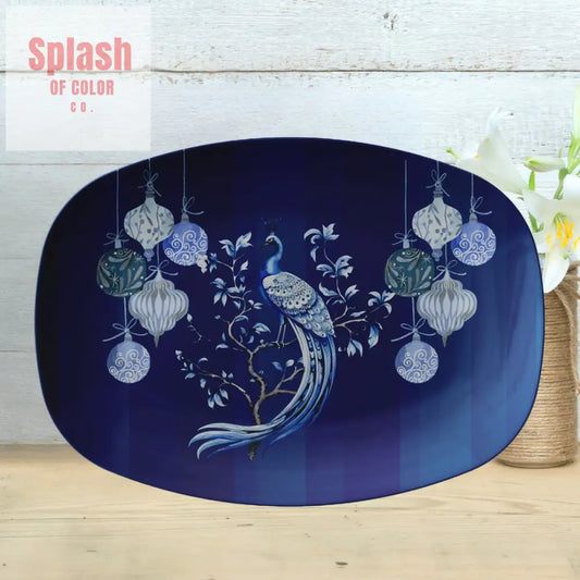 Chinoiserie Christmas Peacock Party Platter - Kitchenware