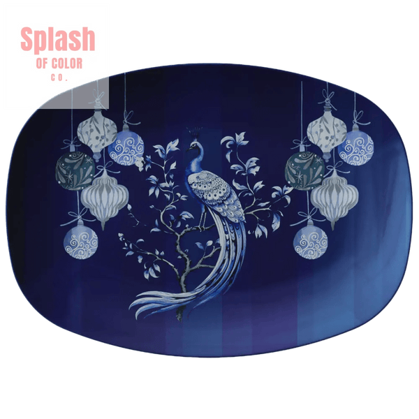 Chinoiserie Christmas Peacock Party Platter - Splash of Color co.