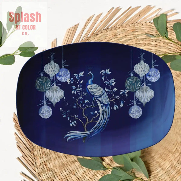 Chinoiserie Christmas Peacock Party Platter - Splash of Color co.