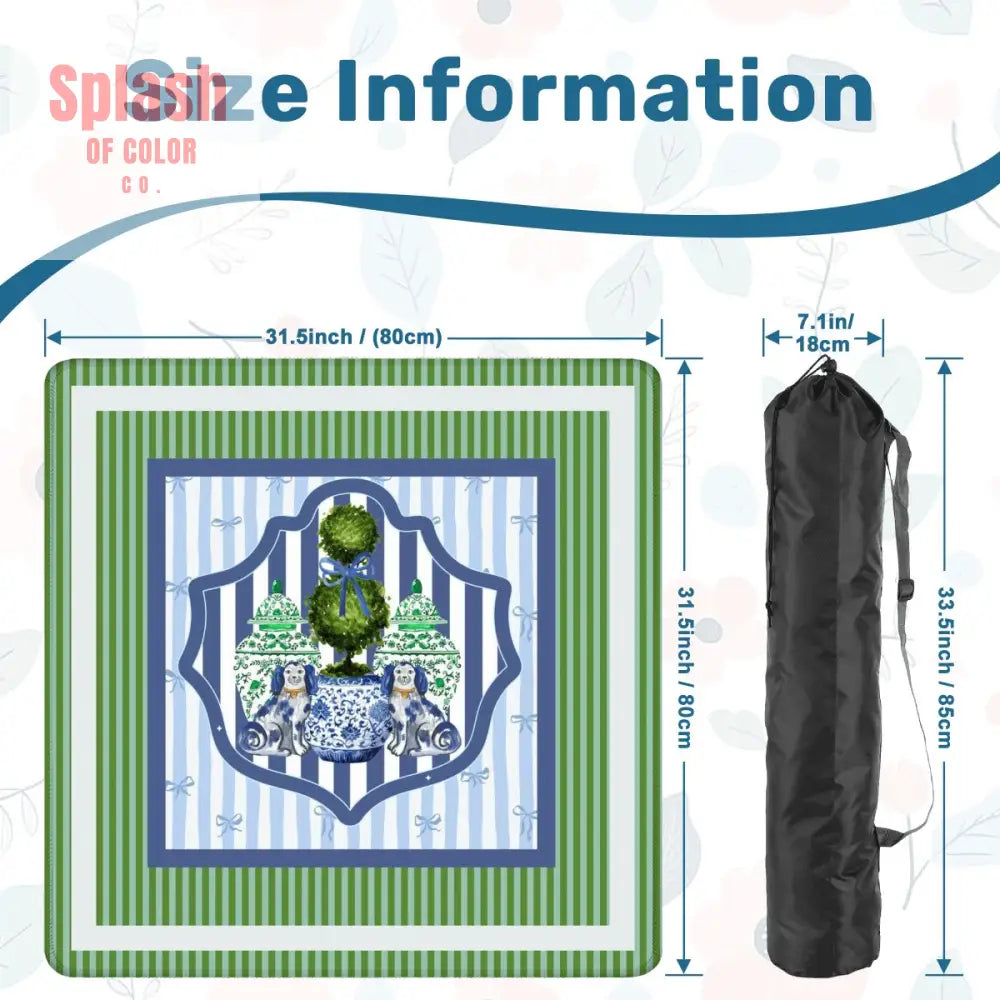 Chinoiserie Staffordshire Preppy Green Blue Striped Mahjong Mat Daily Accessories