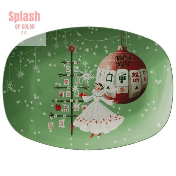 Christmas Mahjong Holiday Platter, Mahjong Entertaining With A Whimsy And Nostalgia - Splash of Color co.