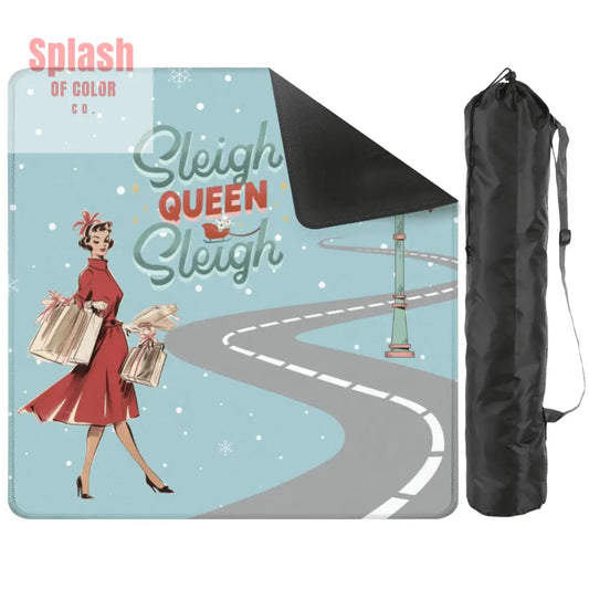 Christmas Mahjong Mat Funny Sleigh Queen Sleigh Holiday Game Mat 31.5’’x31.5’’ Daily Accessories