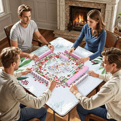 Christmas Mahjong Mat Mahjong Tile Wreath Festive Winter Season Mahj Game Night Mat - 31.5’’x31.5’’ - Daily Accessories